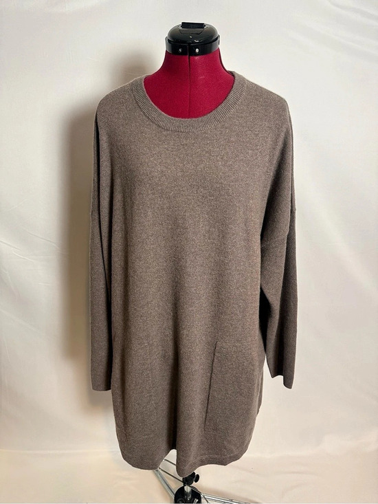 J. Jill Sweaters - NWT J.Jill 100% Cashmere Crew Neck Sweater Women's Size 2X Mocha Heather Pockets